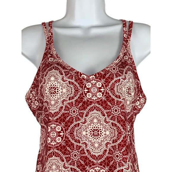 Womens Red & White Mandala Print Strappy Tank Top Size Small - Picture 2 of 10